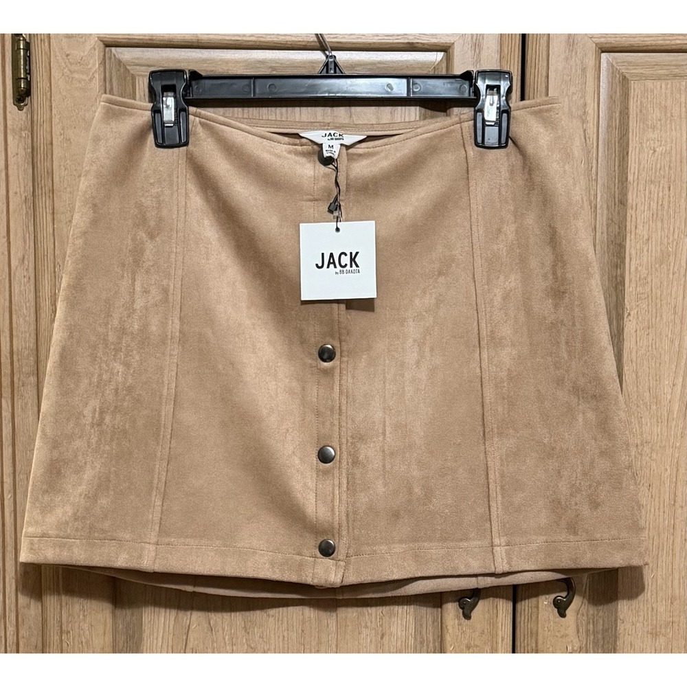BB Dakota Jack Faux Suede Mini‎ Skirt Women's Size M Tan Button Front Western